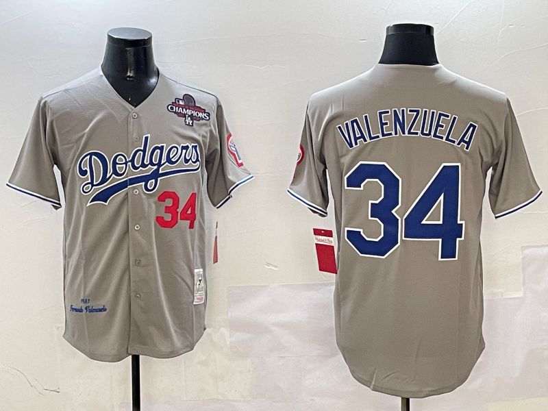 Men Los Angeles Dodgers 34 Valenzuela Grey Throwback Game 2025 Nike MLB Jersey style 3133